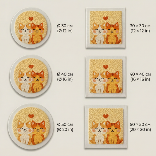 Punch Needle embroidery tutorial - Crafting two cute cats in love with soft wool and magic needle.