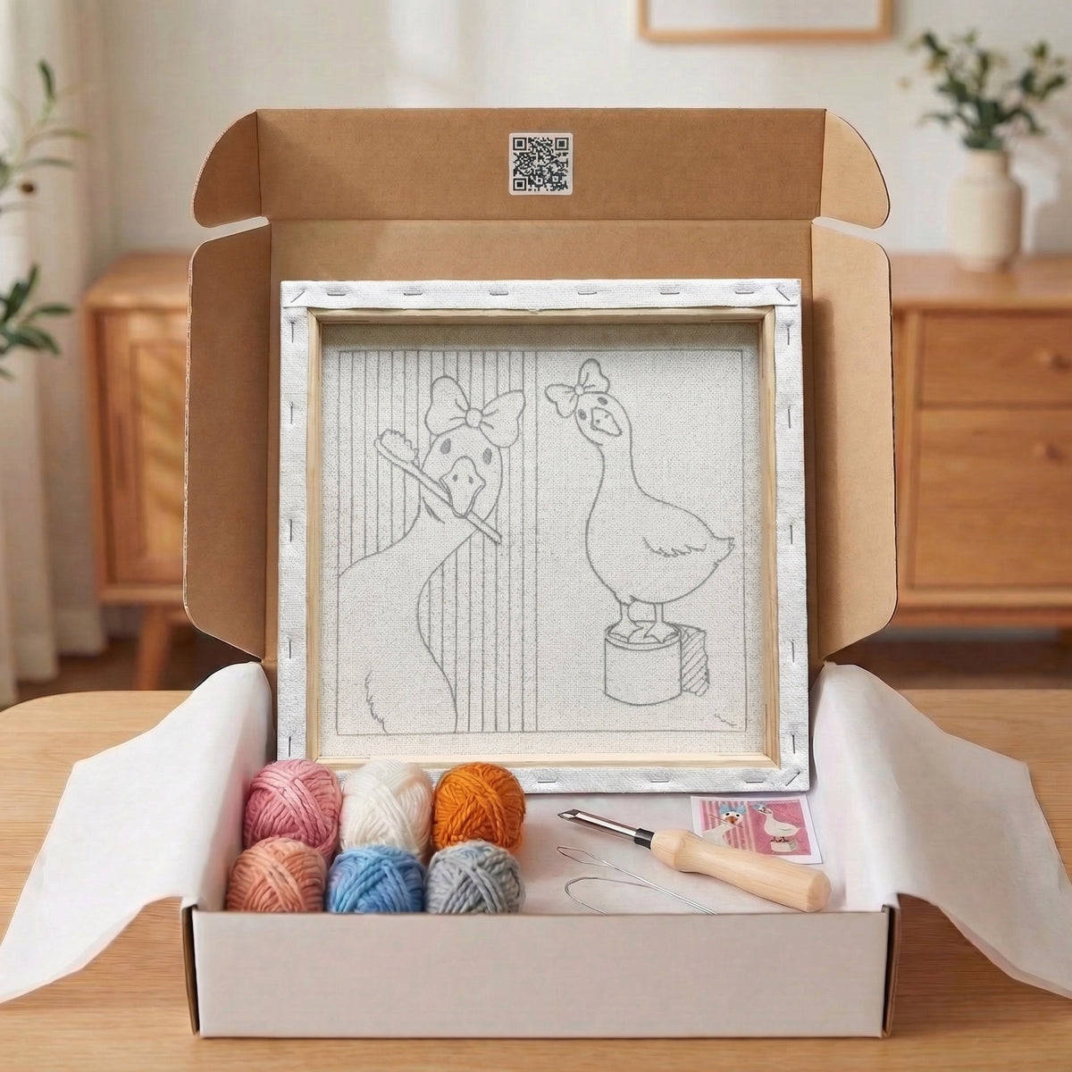 Tonia Art Douceur du Matin Punch Needle Kit - Handmade DIY wall art on pre-stretched frame.