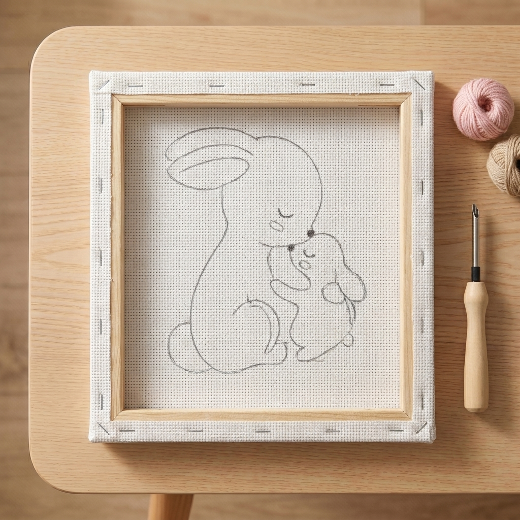 Beginner Punch Needle Kit - Cute Bunny Duo | Kids' DIY Decoration