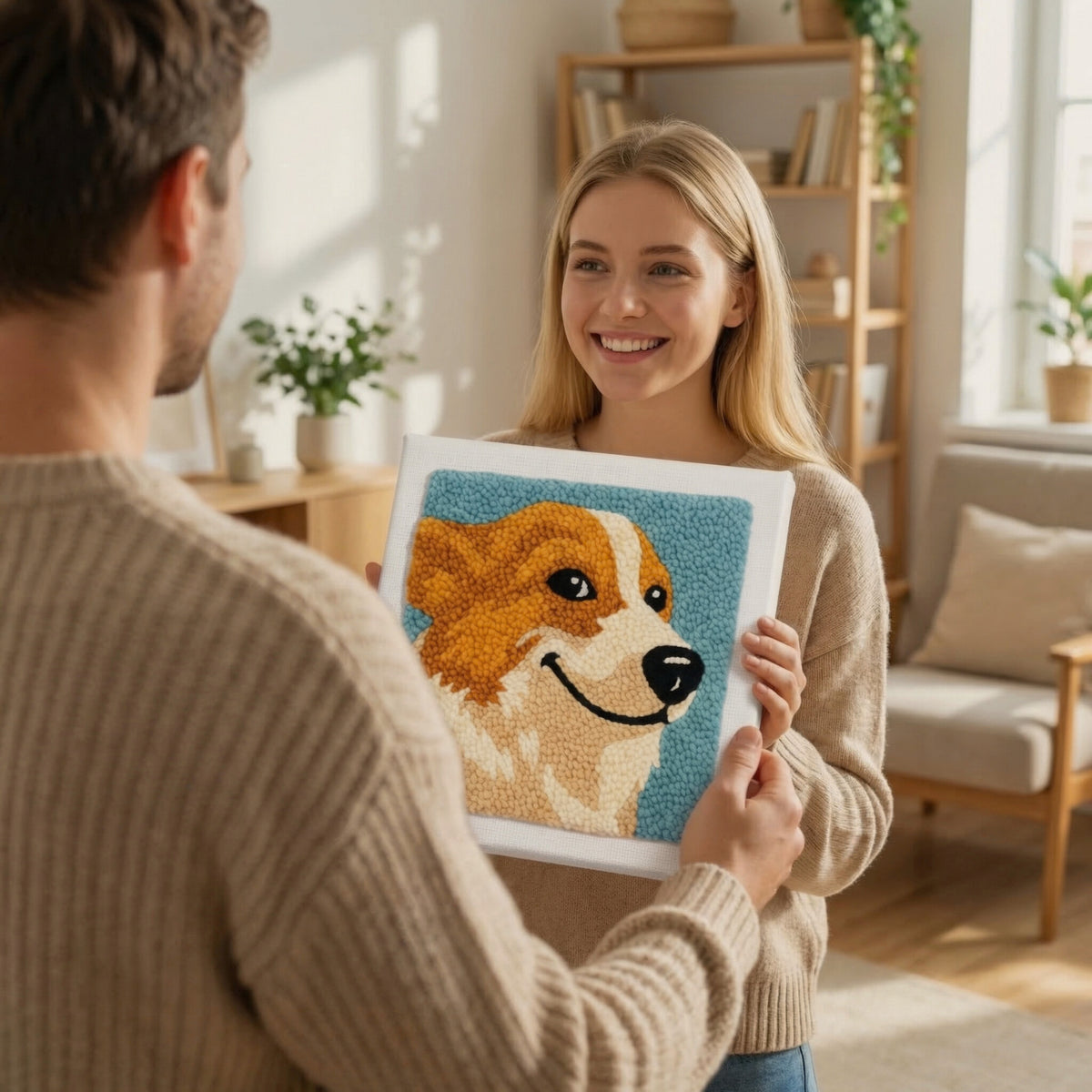 Handmade Loyal Friend textile art - Cozy and heartwarming DIY home decoration for dog lovers.