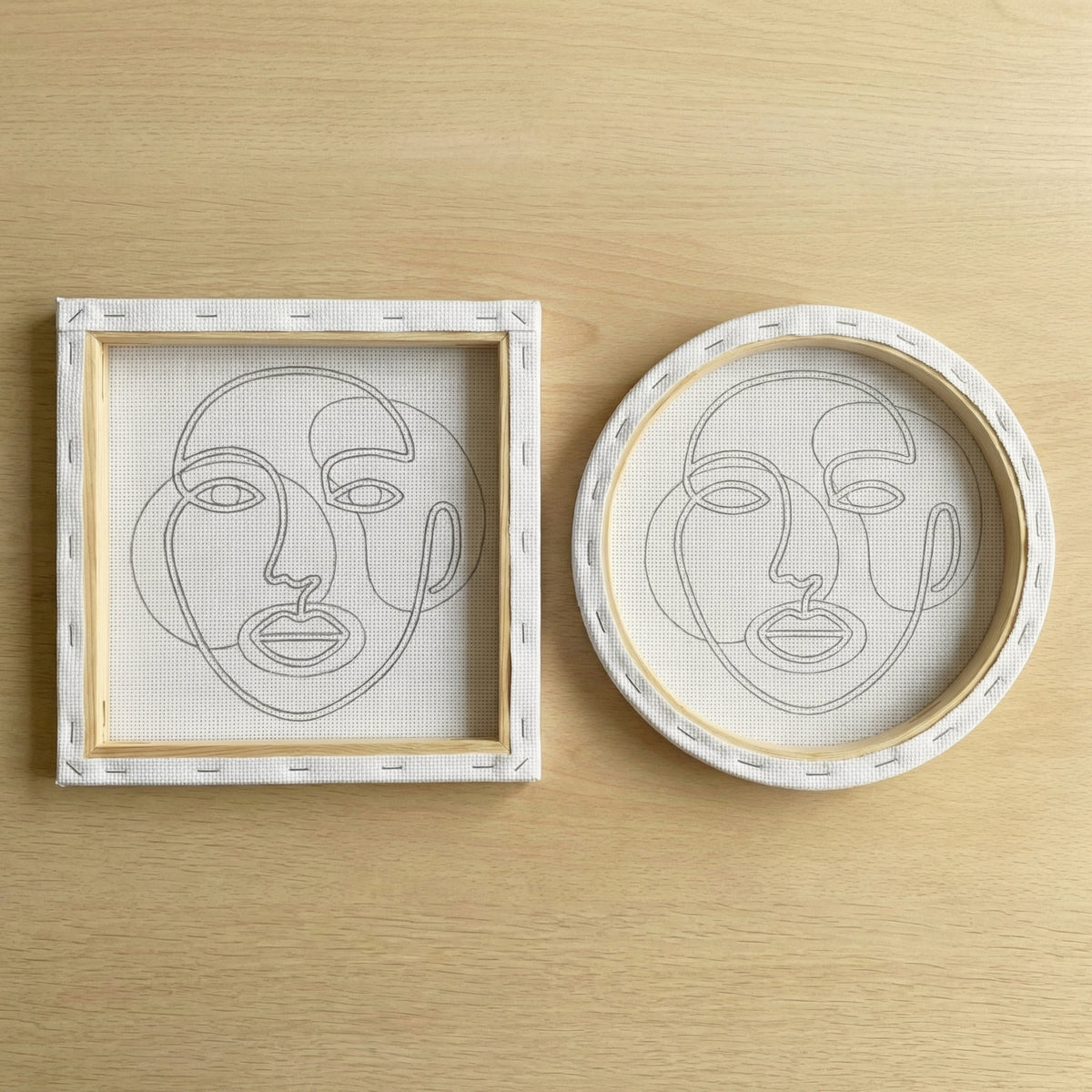 Tonia Art Portrait Abstrait Boho Punch Needle Kit - Handmade DIY wall art on pre-stretched frame.