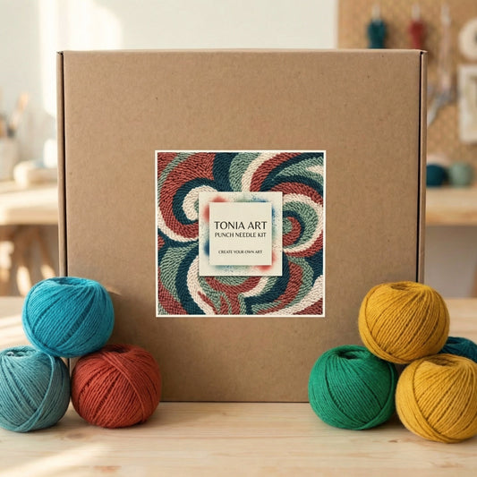 Graphic design DIY gift box - Creative punch needle kit for modern home decor and art lovers.