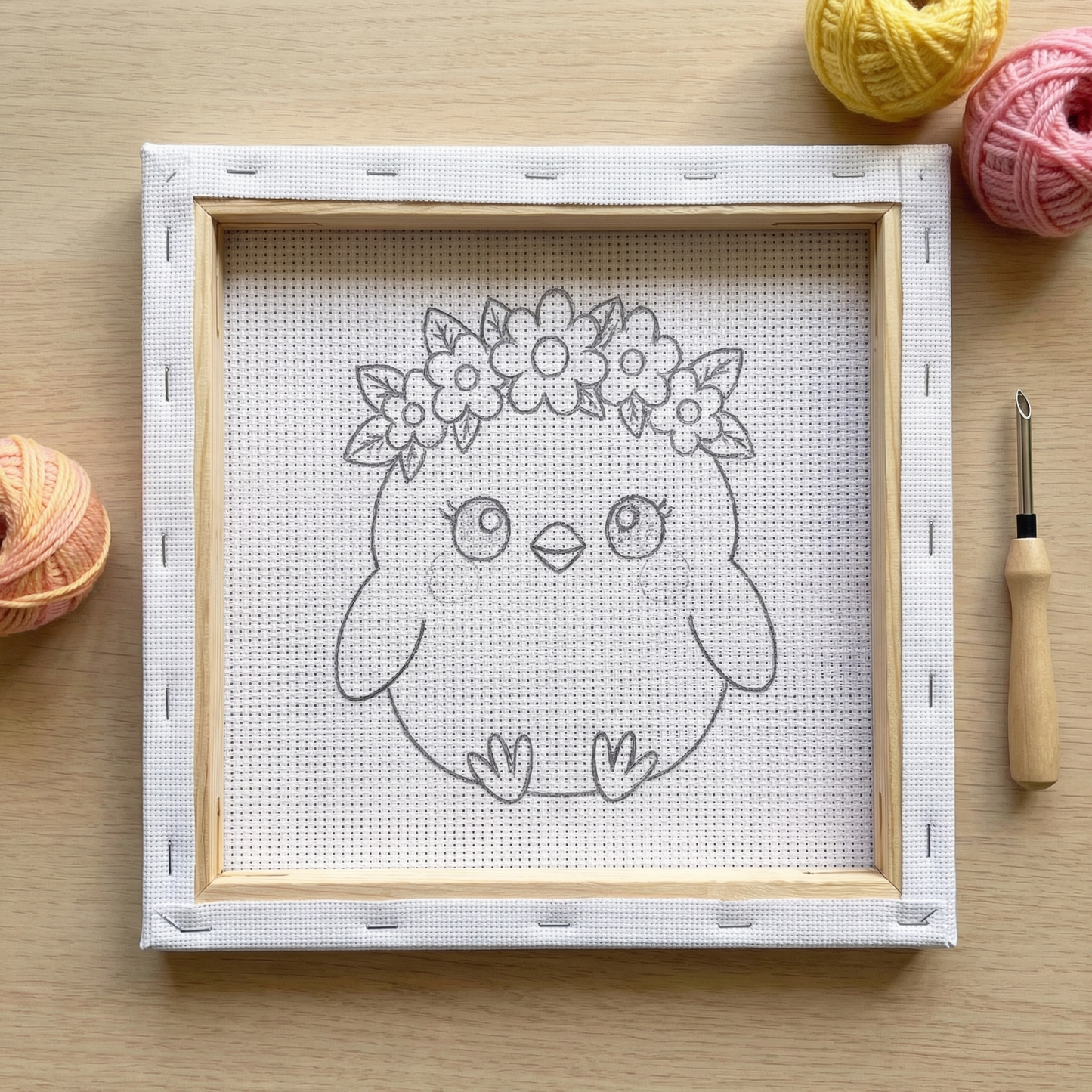 DIY Punch Needle Kit for Beginners - Lilou the Chick | Complete Wall Art Set