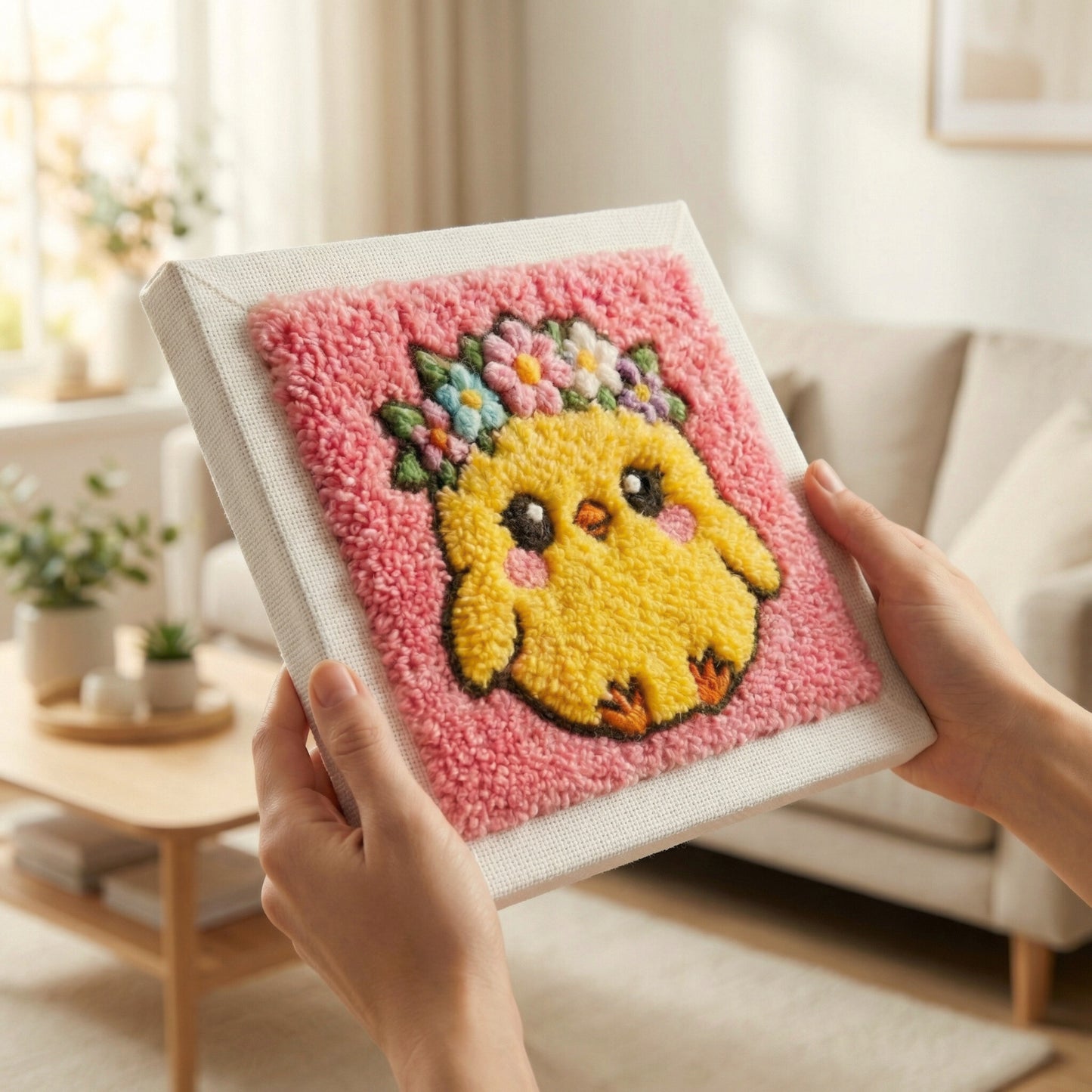 DIY Punch Needle Kit for Beginners - Lilou the Chick | Complete Wall Art Set
