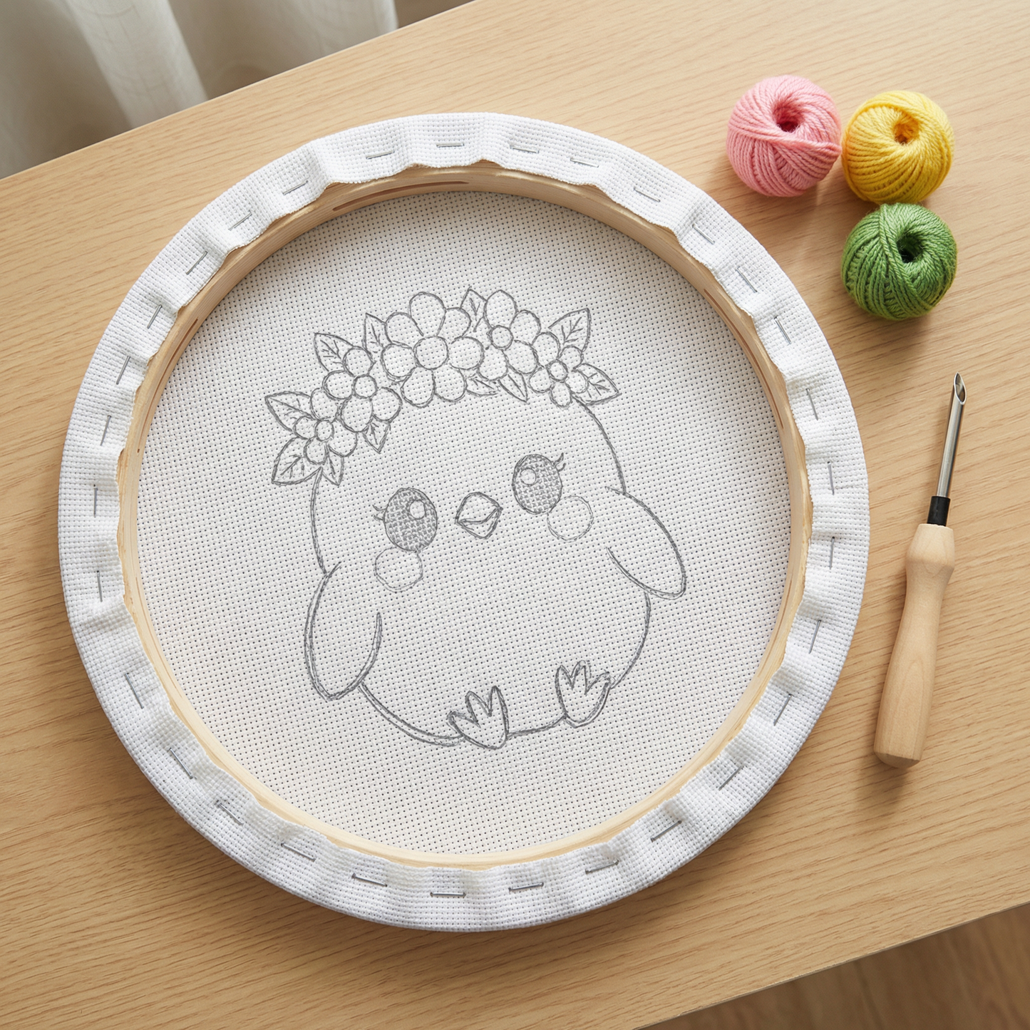 DIY Punch Needle Kit for Beginners - Lilou the Chick | Complete Wall Art Set