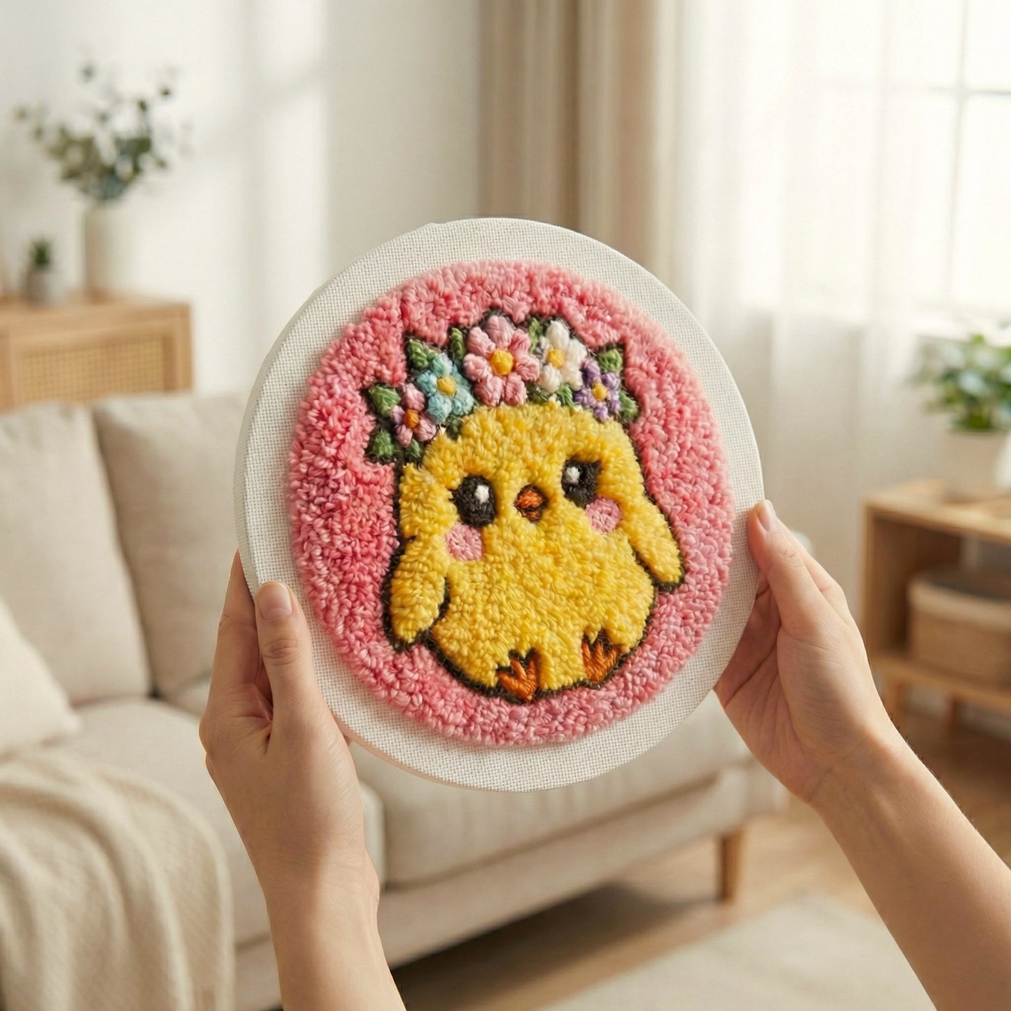DIY Punch Needle Kit for Beginners - Lilou the Chick | Complete Wall Art Set