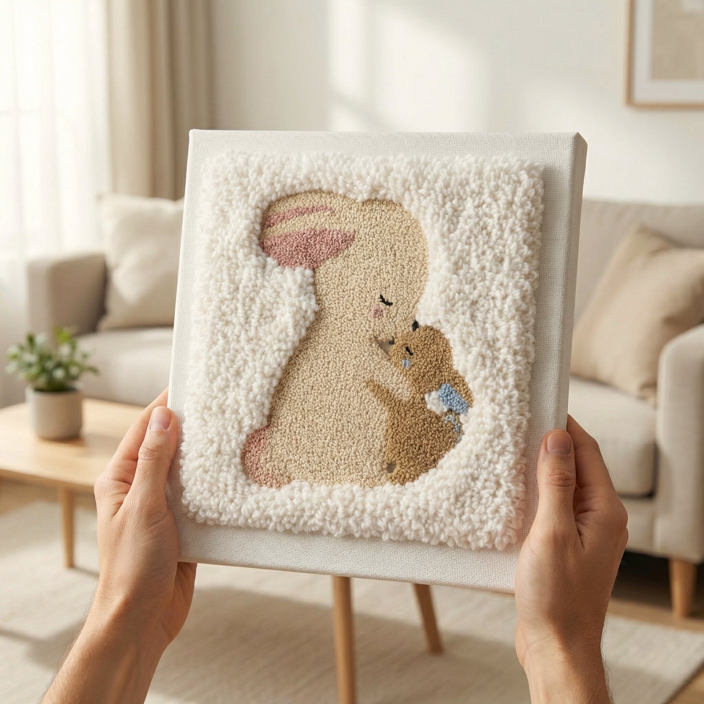 Beginner Punch Needle Kit - Cute Bunny Duo | Kids' DIY Decoration