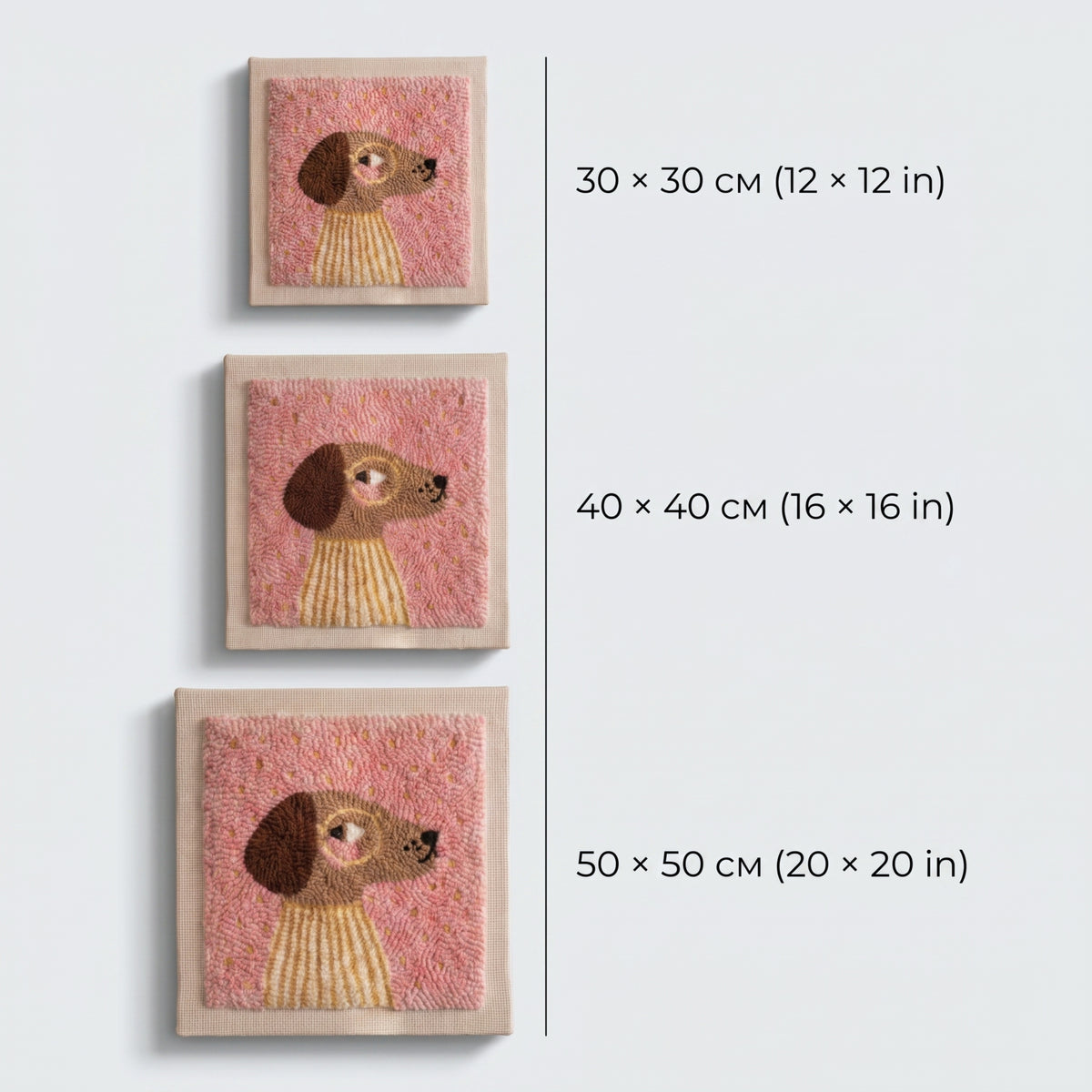 Punch needle kit contents - Pre-stretched canvas, yarn, needle and step-by-step instructions.
