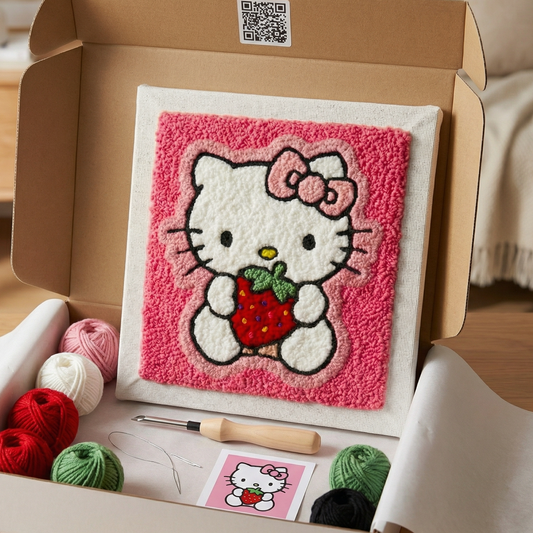 Punch‑Needle‑Set — Kit Punch Needle Petit Chaton Kitty Tonia Art - Décoration m — DIY Wanddeko — Tonia Art