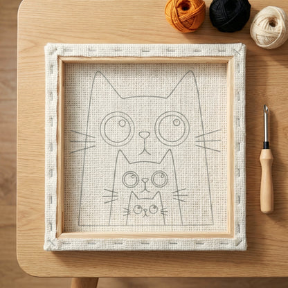 Punch needle kit contents - Pre-stretched canvas, yarn, needle and step-by-step instructions.