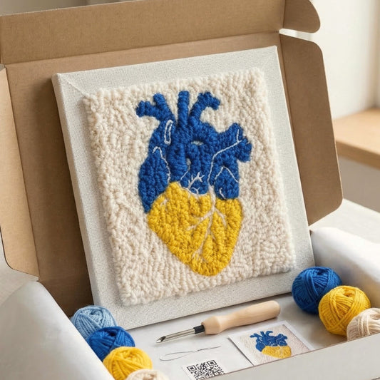 Kit Punch Needle Cœur Passionné Tonia Art - Décoration murale romantique DIY sur châssis en bois