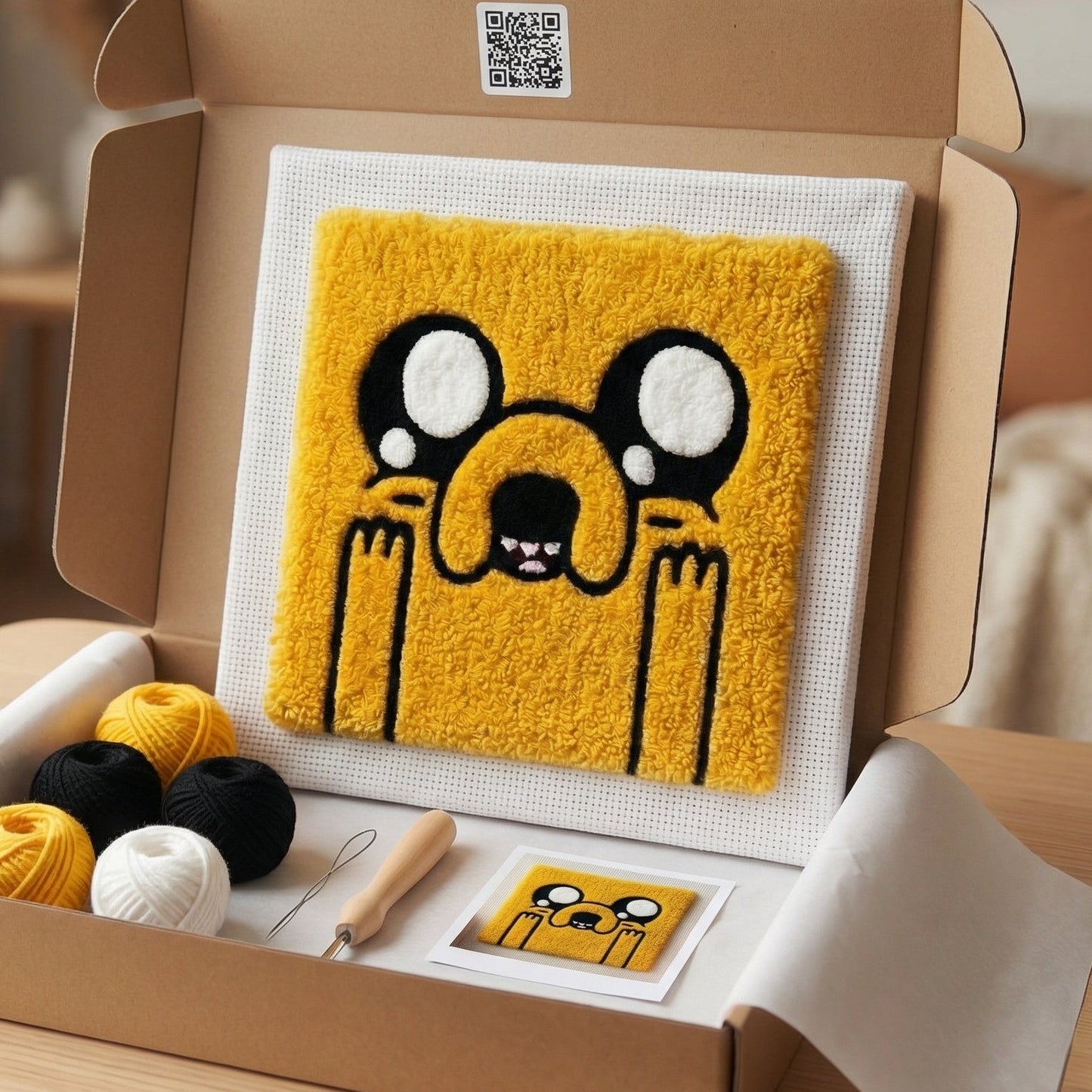 Kit Punch Needle Jake le Chien Rigolo Tonia Art - Décoration murale DIY colorée sur châssis en bois