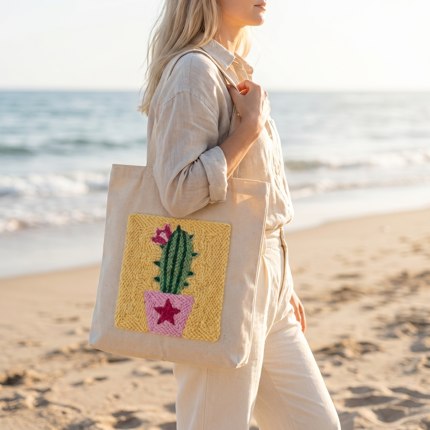 Punch Needle Tote Bag Kit – Desert Cactus | DIY Tote Bag