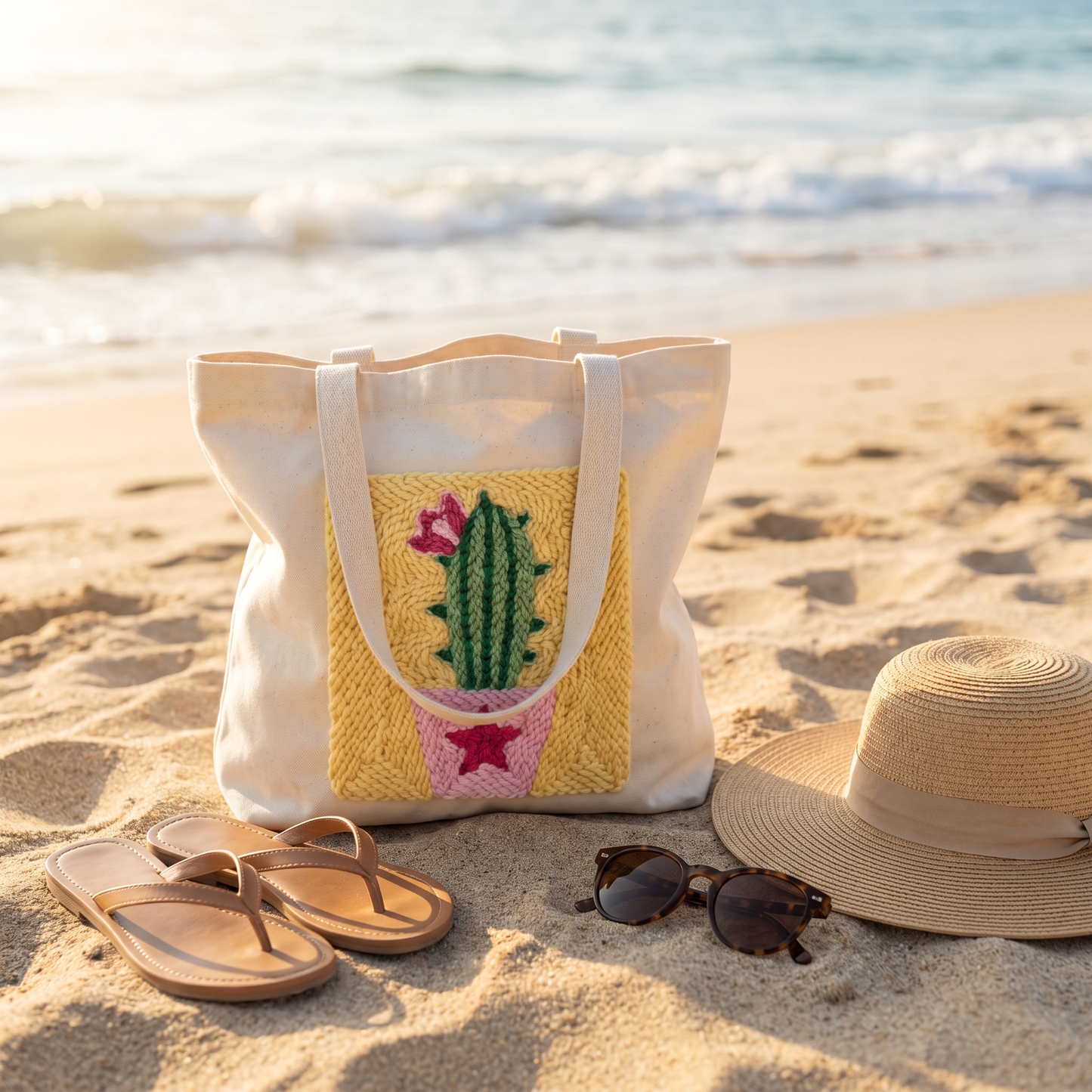 Punch Needle Tote Bag Kit – Desert Cactus | DIY Tote Bag