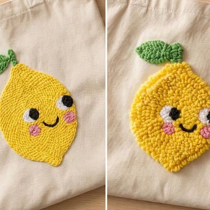 Punch‑Needle‑Set — Detailed punch needle loops of the giant lemon fruit - High- — DIY Wanddeko — Tonia Art
