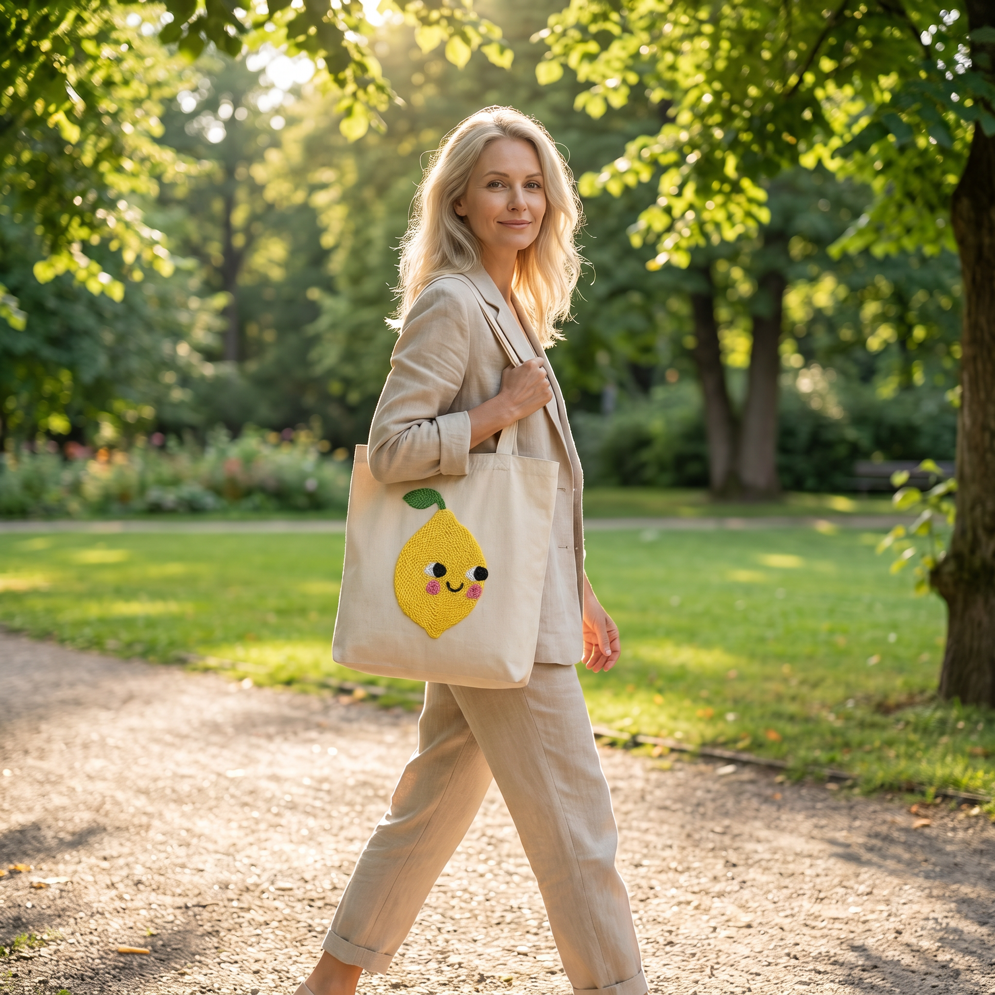 Handmade Citron Géant tote bag - Fresh and stylish DIY fashion accessory for a summer look.