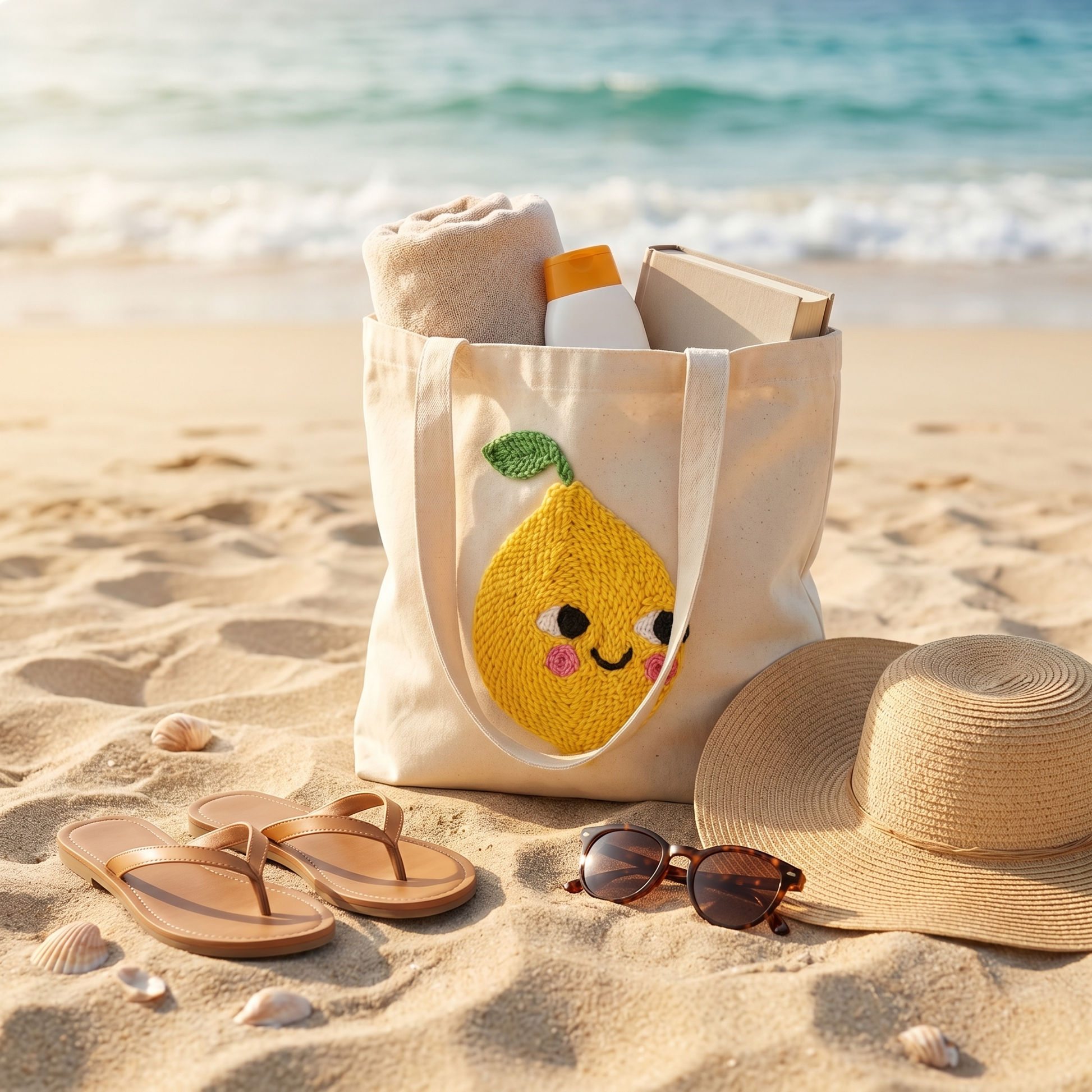 Handmade Citron Géant tote bag - Fresh and stylish DIY fashion accessory for a summer look.