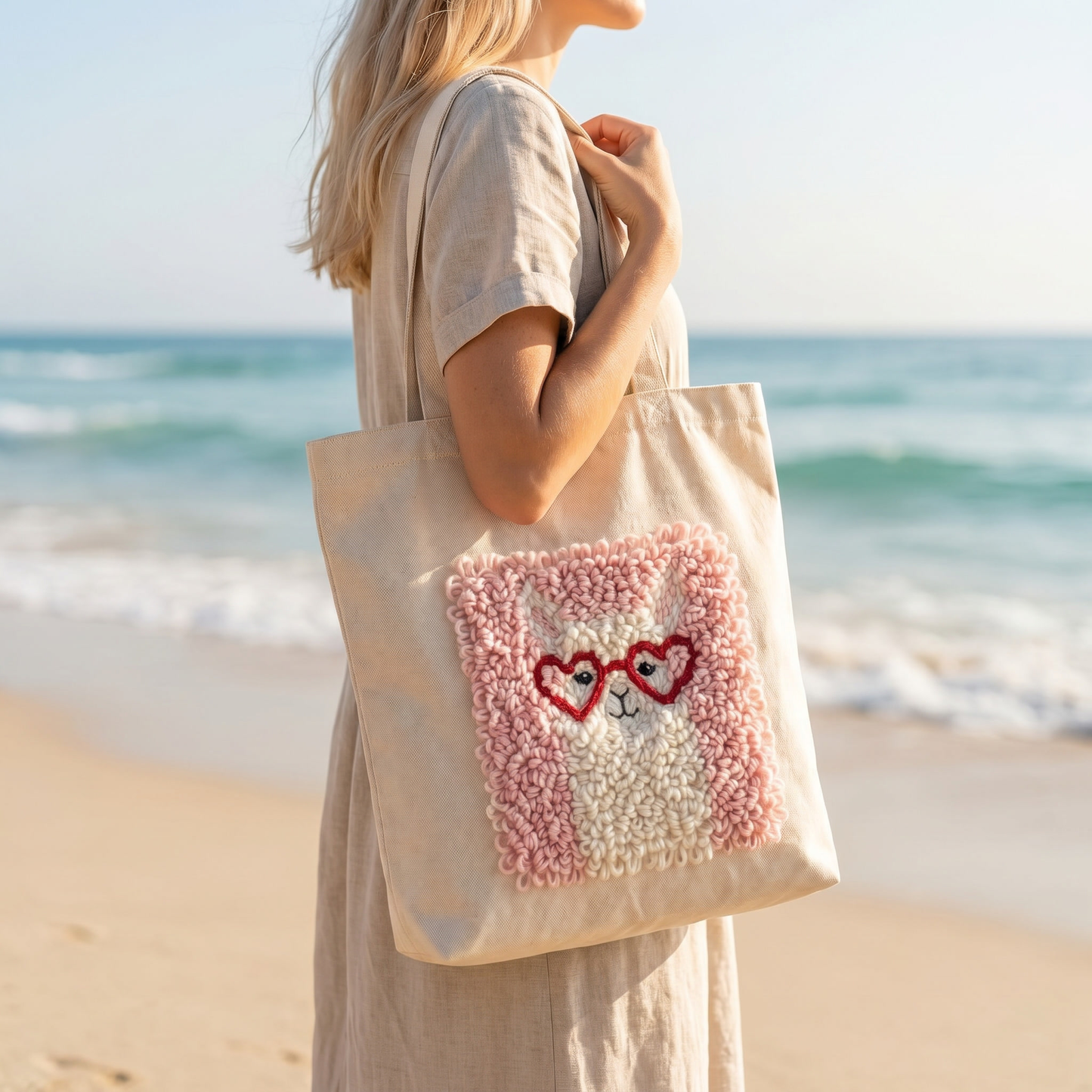 Punch Needle Tote Bag Kit – Adorable Llama | DIY Tote Bag