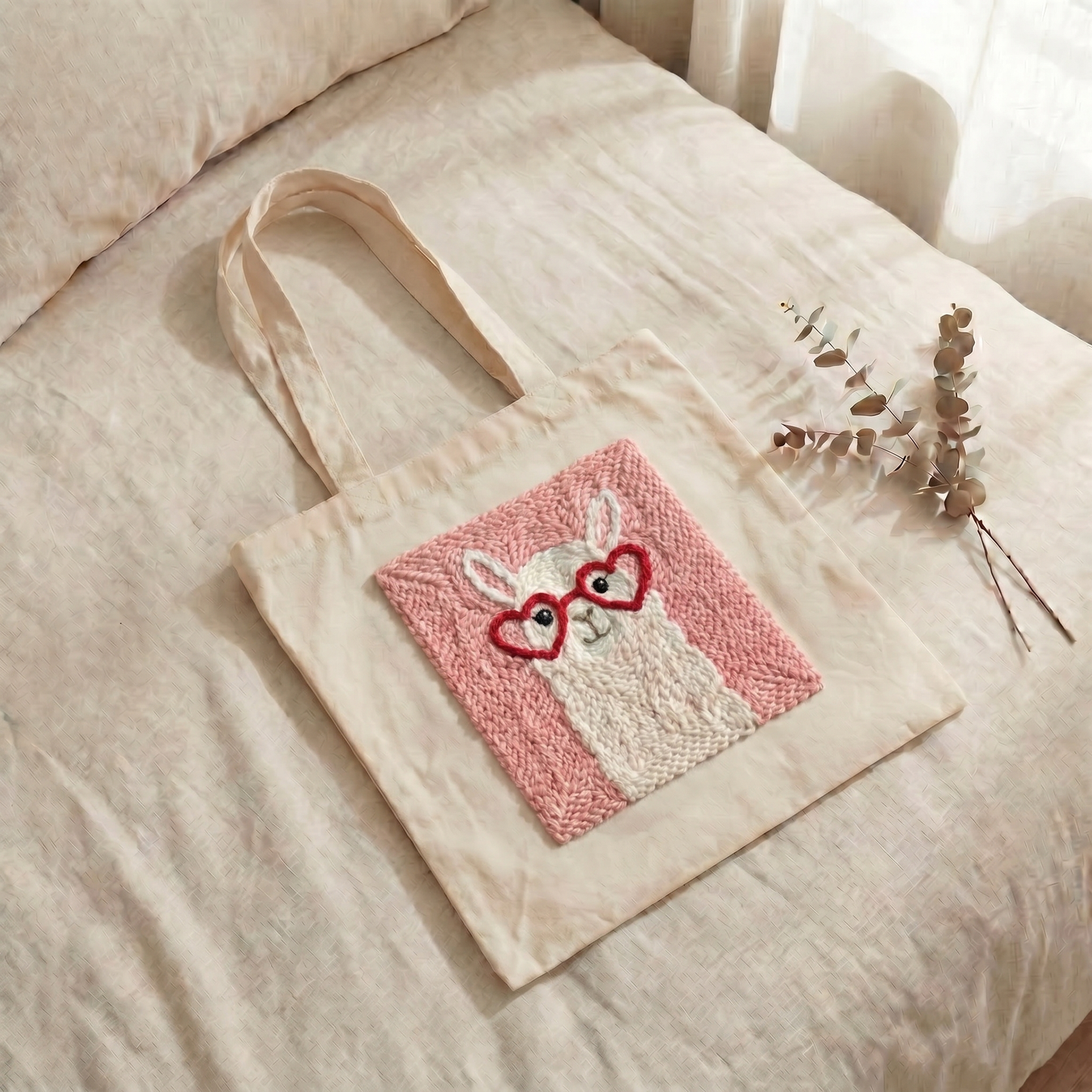Handmade Lama Adorable tote bag - Fun and cute DIY fashion accessory for everyday wear.