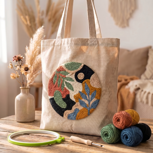 Punch‑Needle‑Set — Tonia Art Feuillage Botanique Punch Needle Tote Bag Kit - El — DIY Wanddeko — Tonia Art