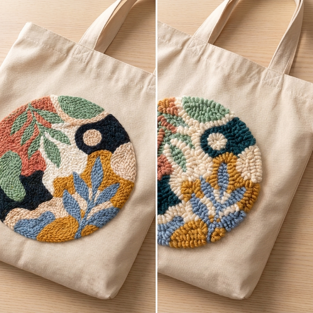 Kit Punch Needle Tote Bag – Feuillage Botanique | Sac Cabas DIY