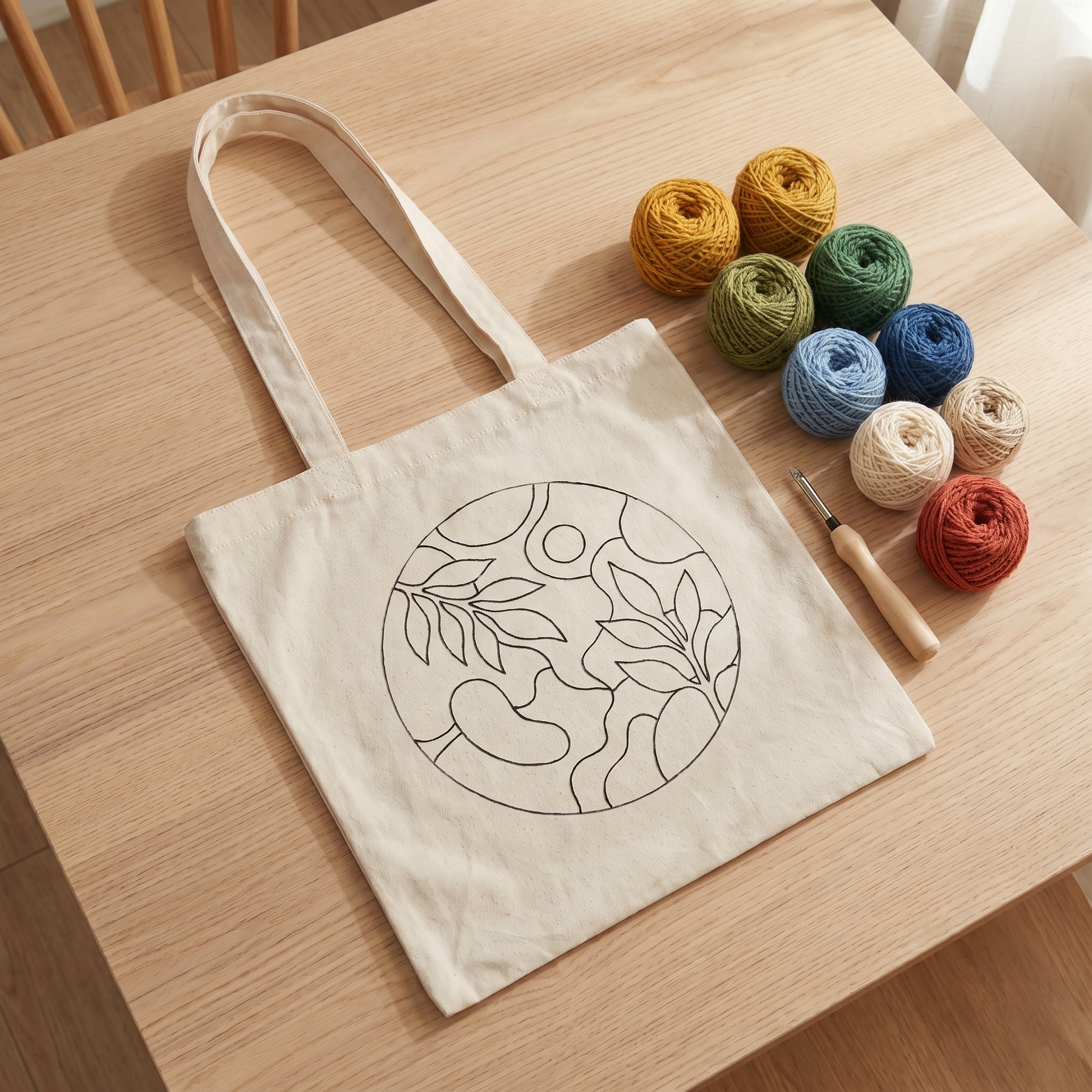Handmade Feuillage Botanique tote bag - Modern DIY fashion accessory with an urban jungle look.