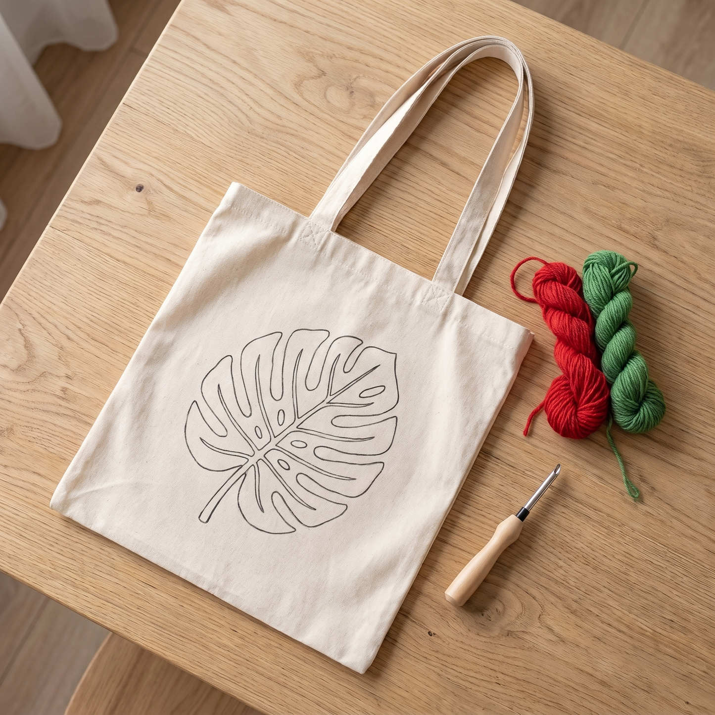 Punch Needle Tote Bag Kit – Monstera Leaf | DIY Tote Bag