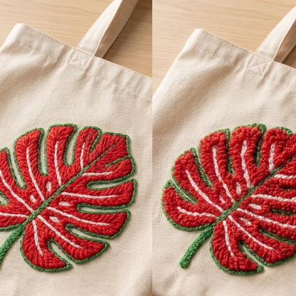 Punch‑Needle‑Set — Detailed punch needle loops of the monstera leaf - High-qual — DIY Wanddeko — Tonia Art