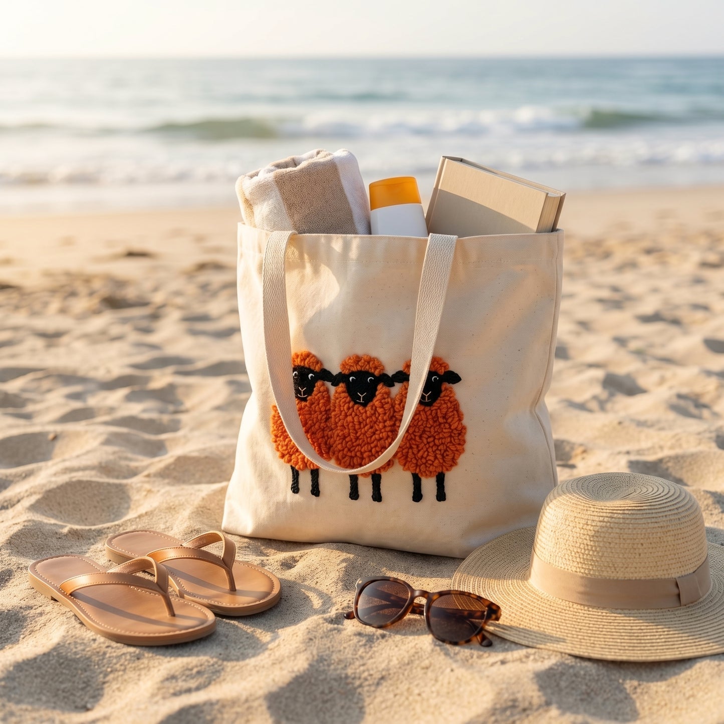 Kit Punch Needle Tote Bag – Moutons Rouges | Sac Cabas DIY