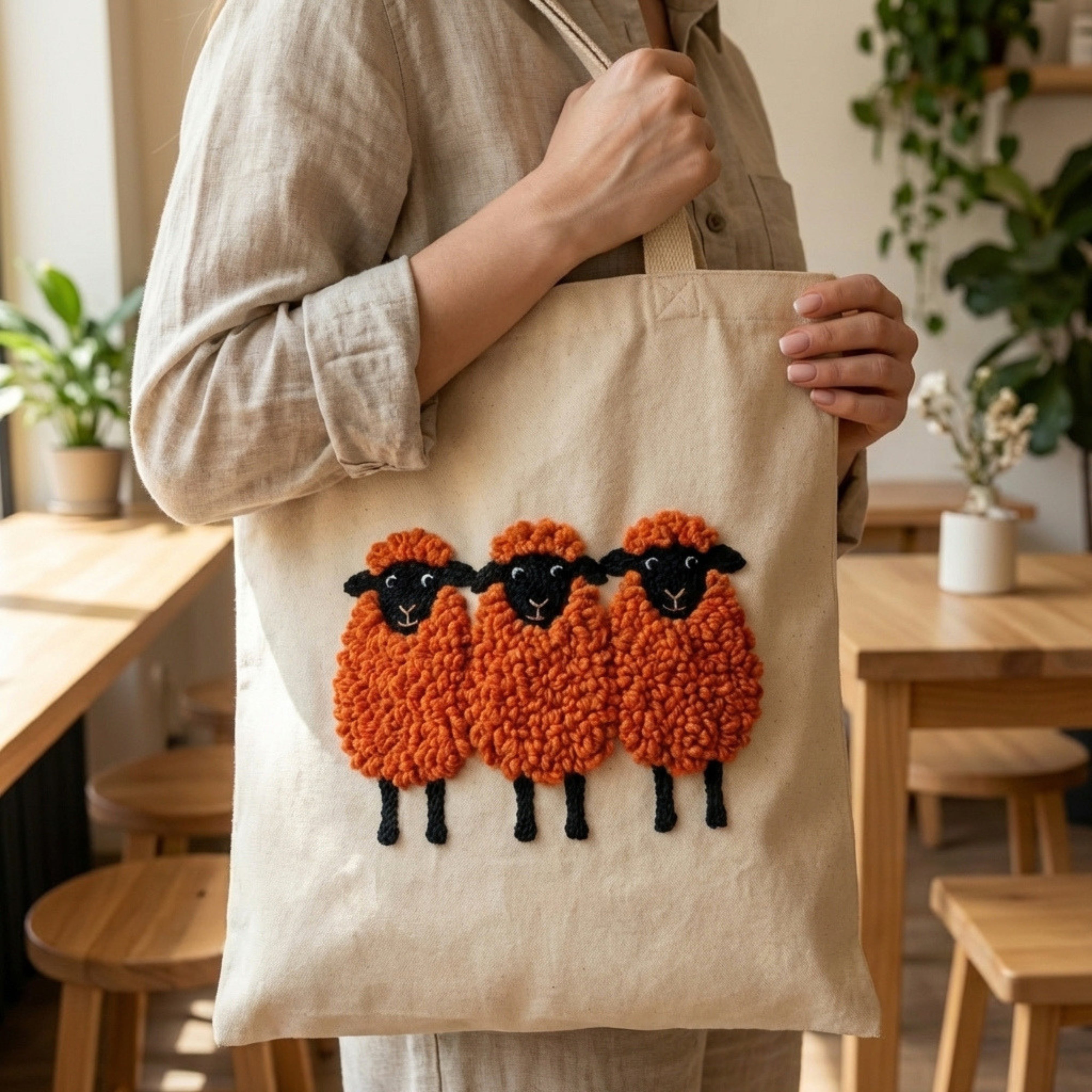 最終価格  RHC  Border needle punch tote Punch Needle Tote Bag Kit – Red Sheep | DIY Tote Bag – Tonia Art