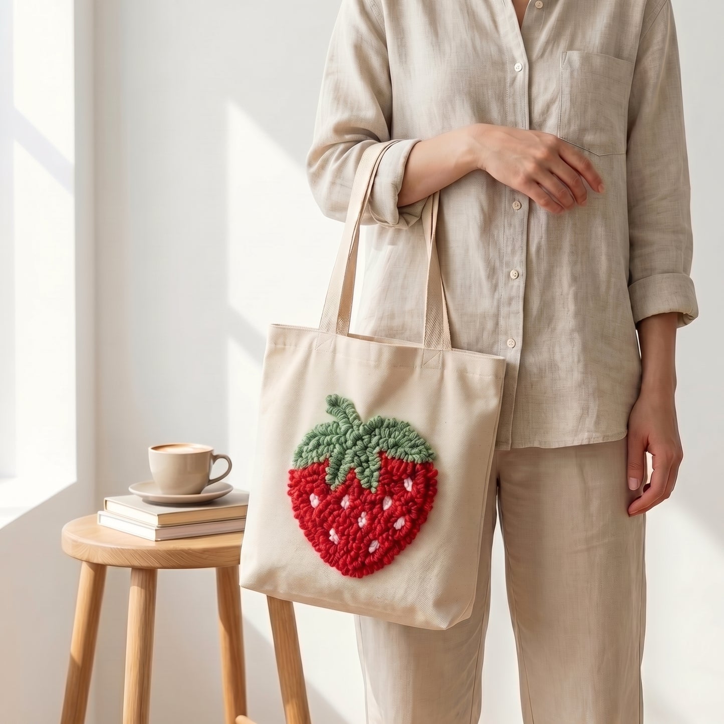 Punch Needle Tote Bag Kit – Sweet Strawberry | DIY Tote Bag