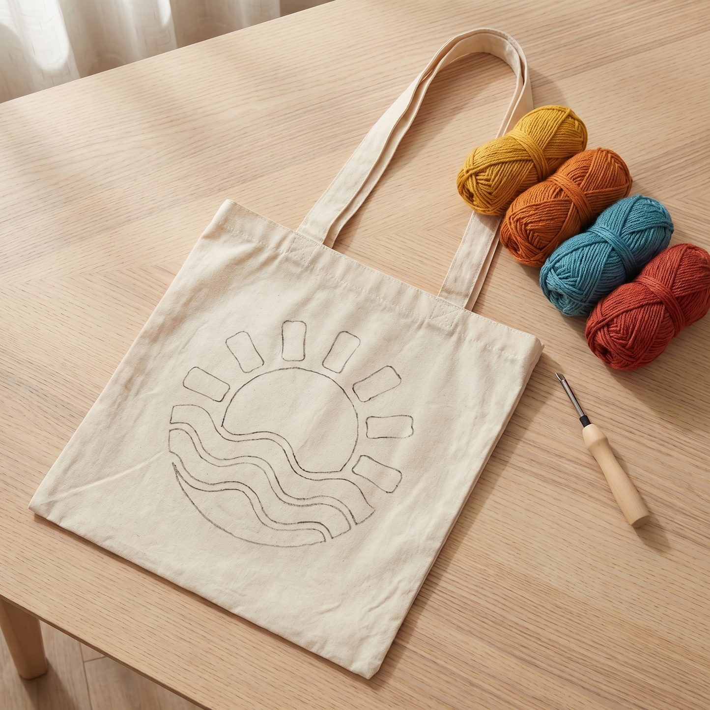 Punch Needle Tote Bag Kit – Sunset over the Ocean | DIY Tote Bag