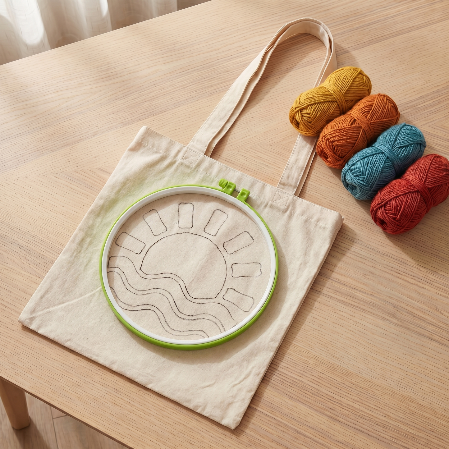 Punch Needle Tote Bag Kit – Sunset over the Ocean | DIY Tote Bag