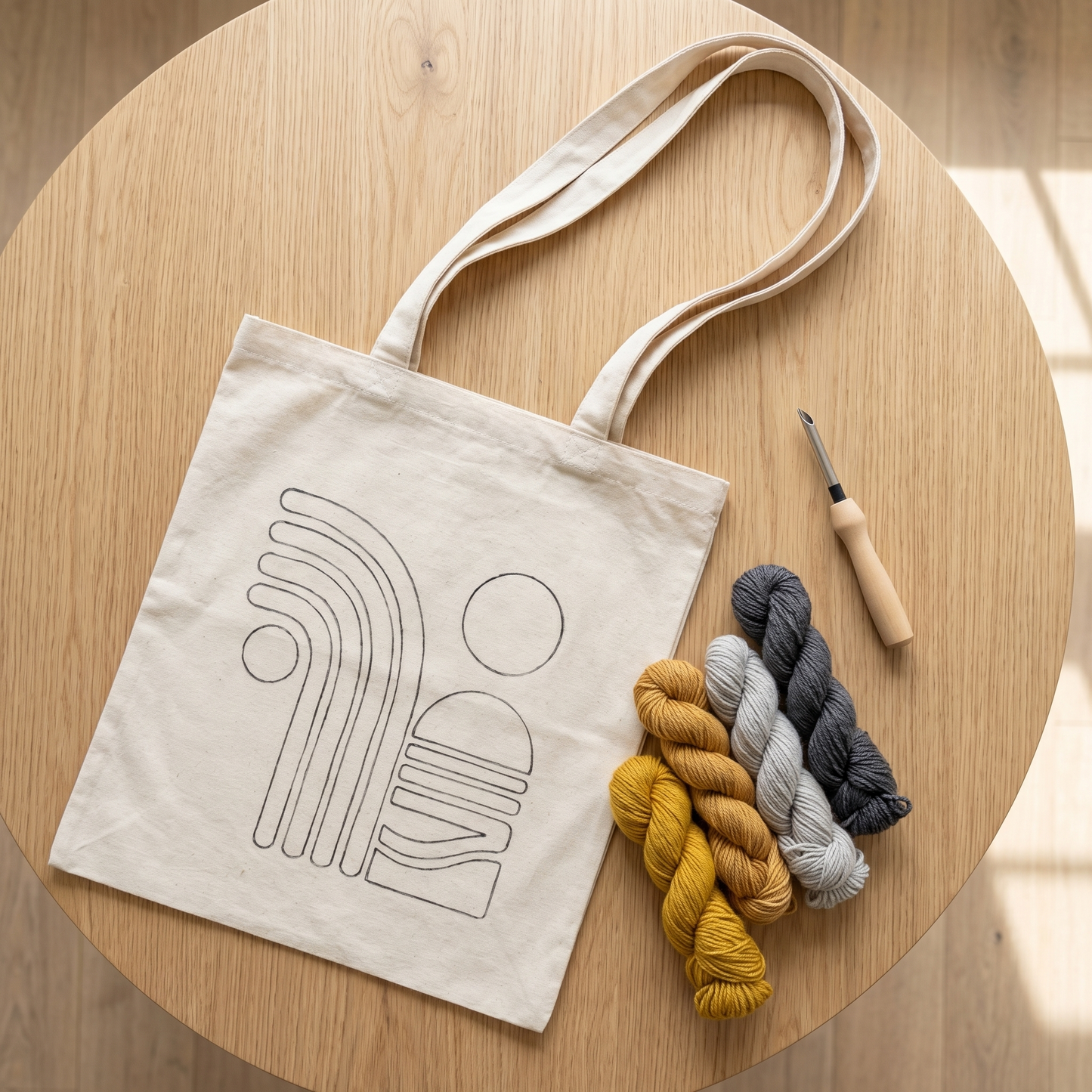 Punch Needle Tote Bag Kit – Bohemian Sun | DIY Tote Bag