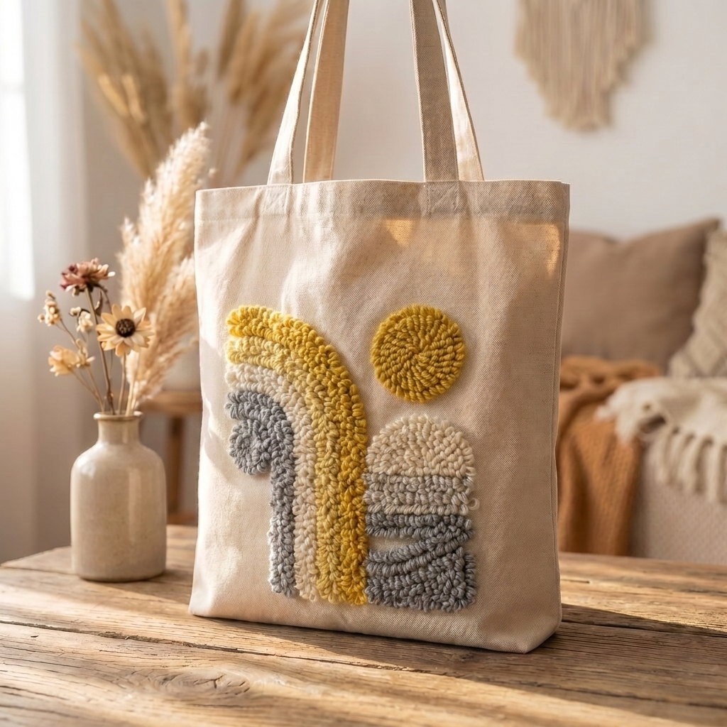 Punch Needle Tote Bag Kit – Bohemian Sun | DIY Tote Bag