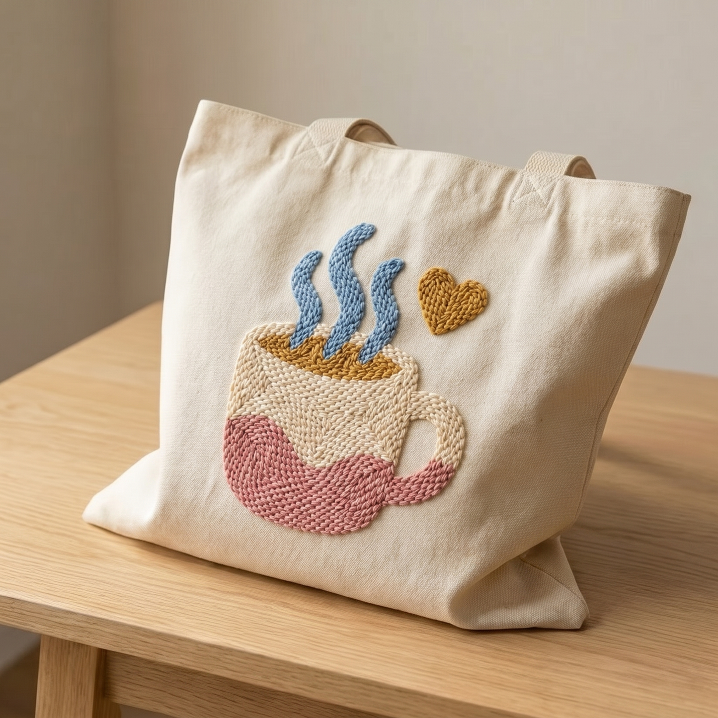 Handmade Pause Café tote bag - Stylish DIY fashion accessory for coffee shop lovers.