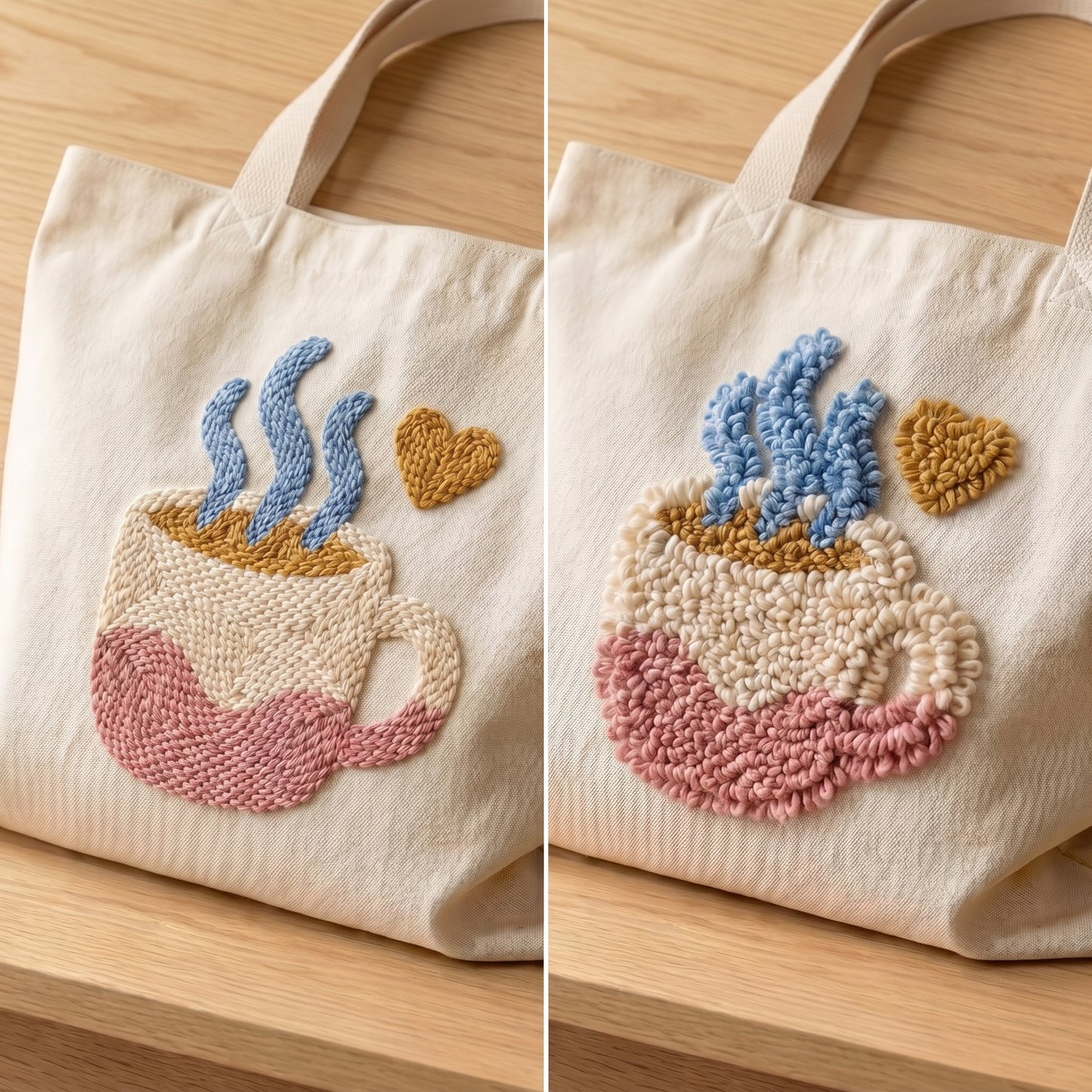 Punch‑Needle‑Set — Detailed punch needle loops of a coffee steam design - High- — DIY Wanddeko — Tonia Art