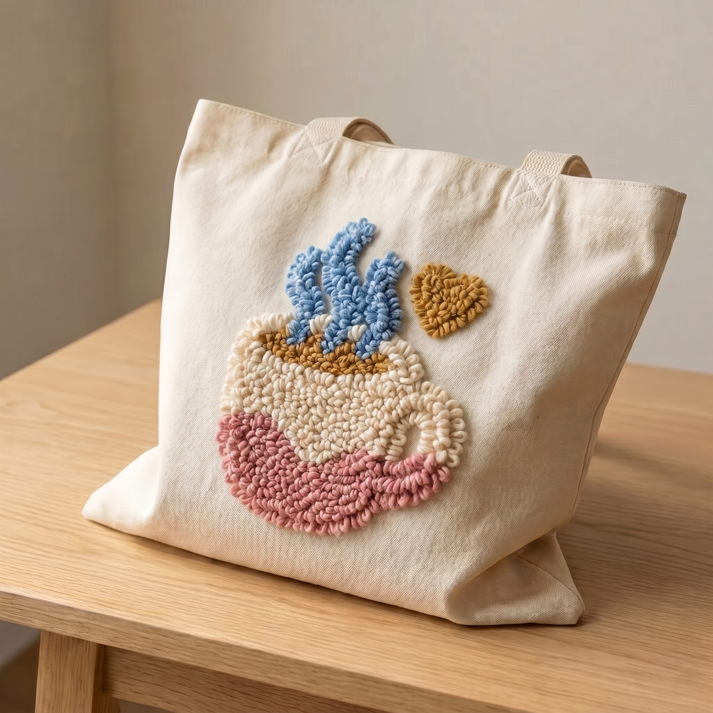 Handmade Pause Café tote bag - Stylish DIY fashion accessory for coffee shop lovers.