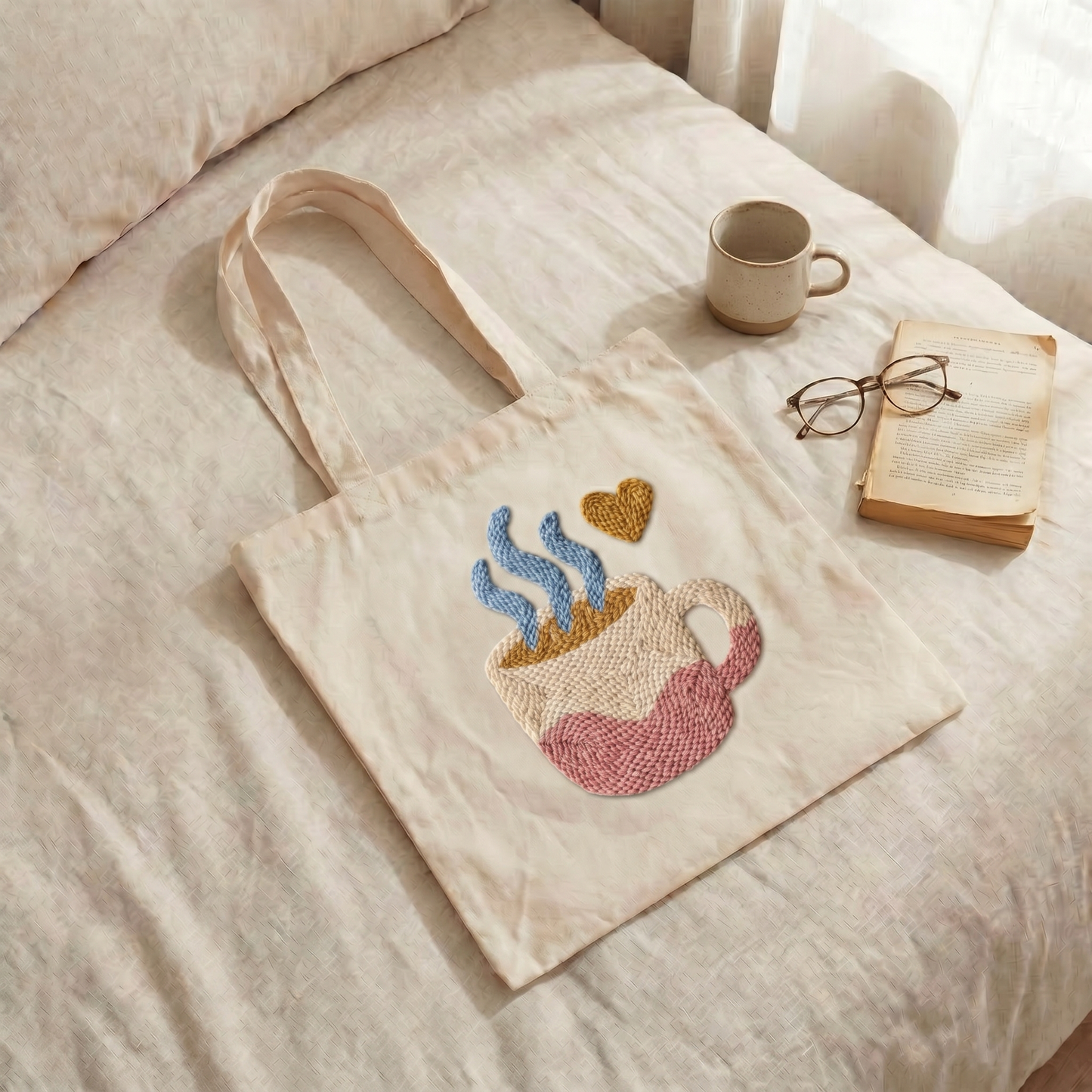 Punch-Needle-Taschen-Set – Pause Café | DIY-Einkaufstasche