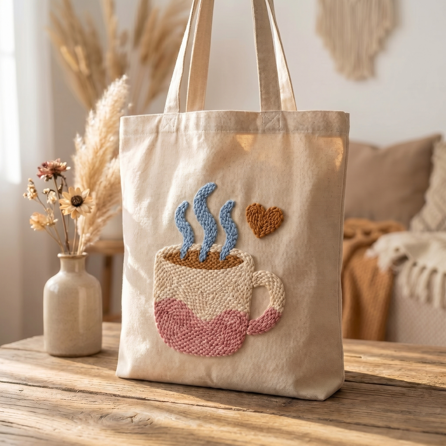 Punch‑Needle‑Set — Tonia Art Pause Café Punch Needle Tote Bag Kit - DIY coffee  — DIY Wanddeko — Tonia Art