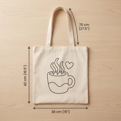Tonia Art Pause Café Punch Needle Tote Bag Kit - DIY design on premium cotton canvas bag.