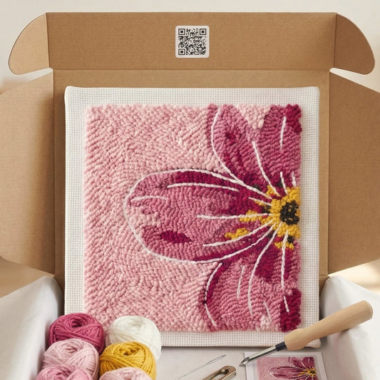 Punch‑Needle‑Set — Kit Punch Needle Pivoine en Fleur Tonia Art - Décoration mur — DIY Wanddeko — Tonia Art