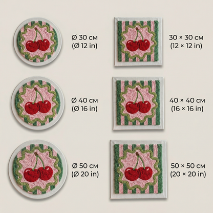 Tonia Art Duo de Cerises Punch Needle Kit - Handmade DIY wall art on pre-stretched frame.