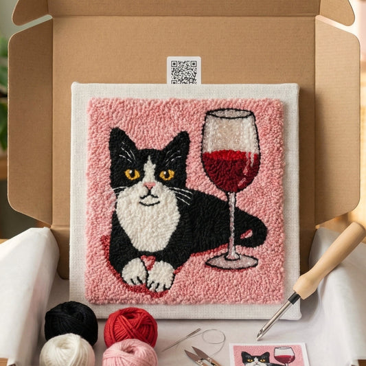 Punch‑Needle‑Set — Tonia Art Romantic Cat Punch Needle Kit - DIY animal wall de — DIY Wanddeko — Tonia Art