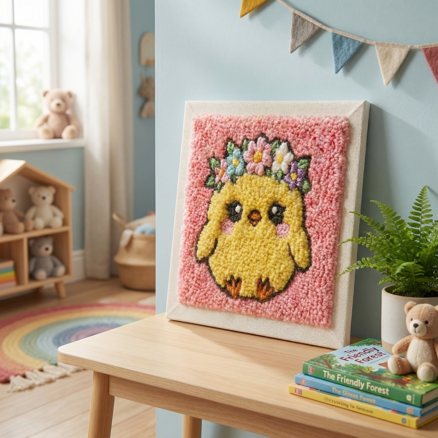 DIY Punch Needle Kit for Beginners - Lilou the Chick | Complete Wall Art Set