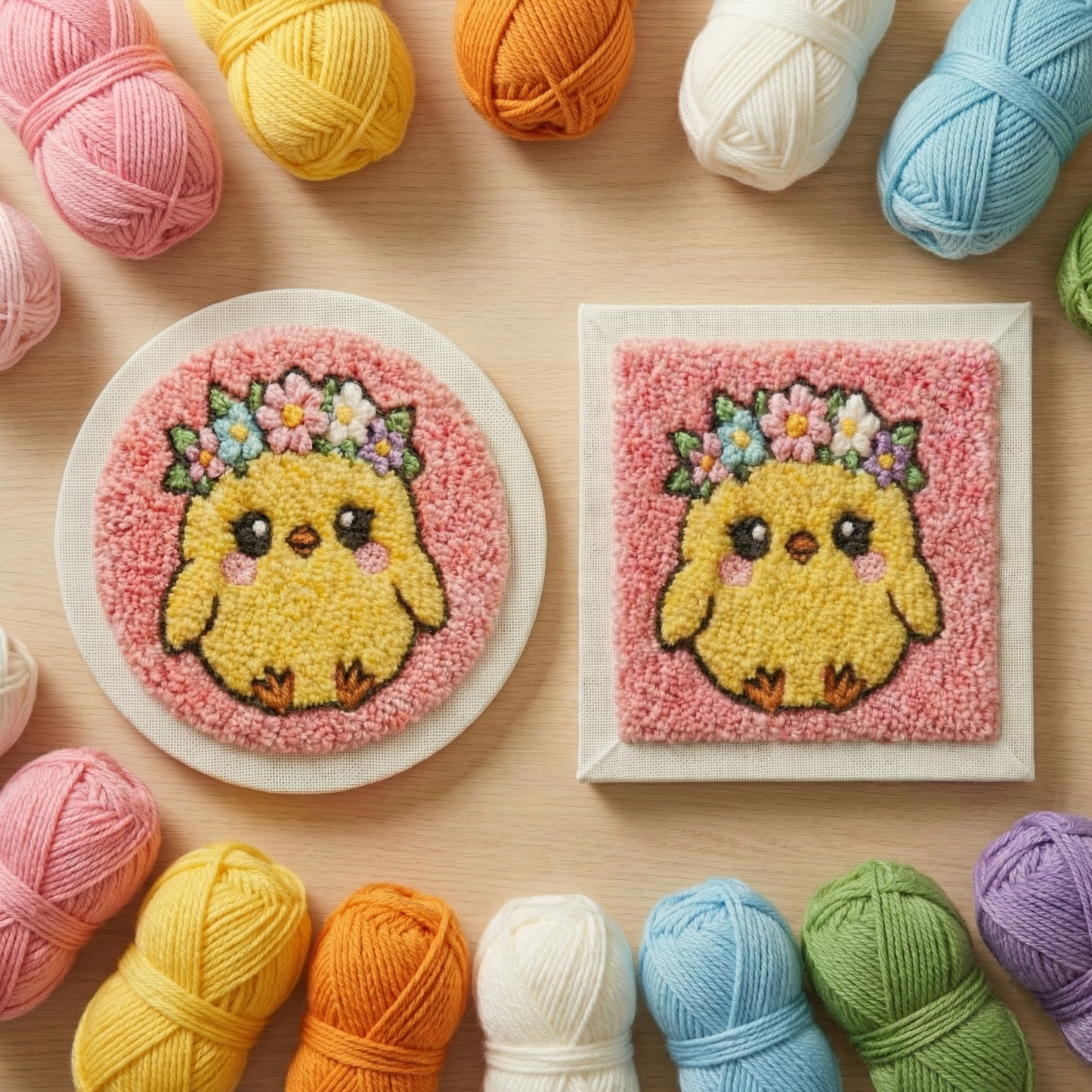 DIY Punch Needle Kit for Beginners - Lilou the Chick | Complete Wall Art Set