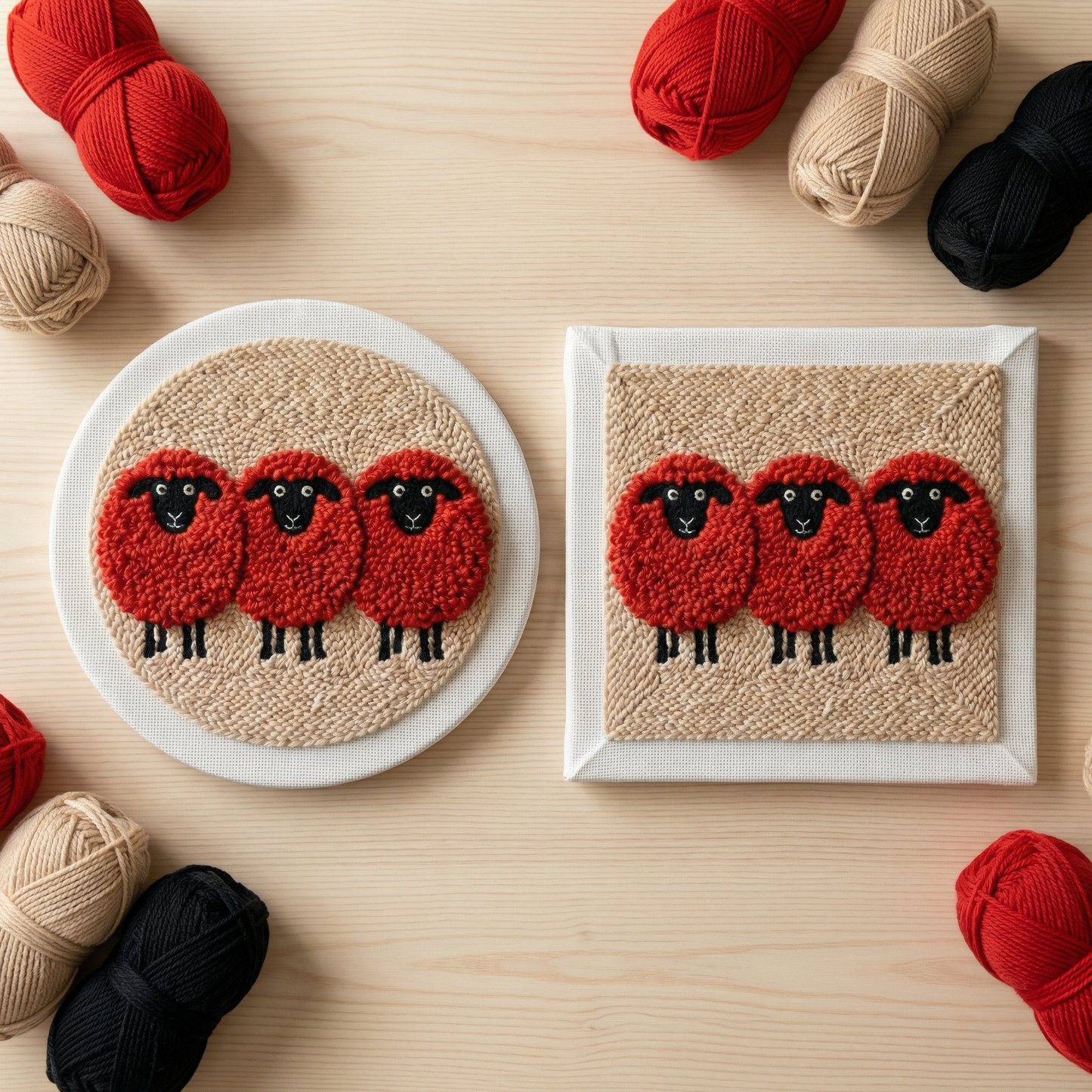 Kit Punch Needle -  Moutons Rouges Arty
