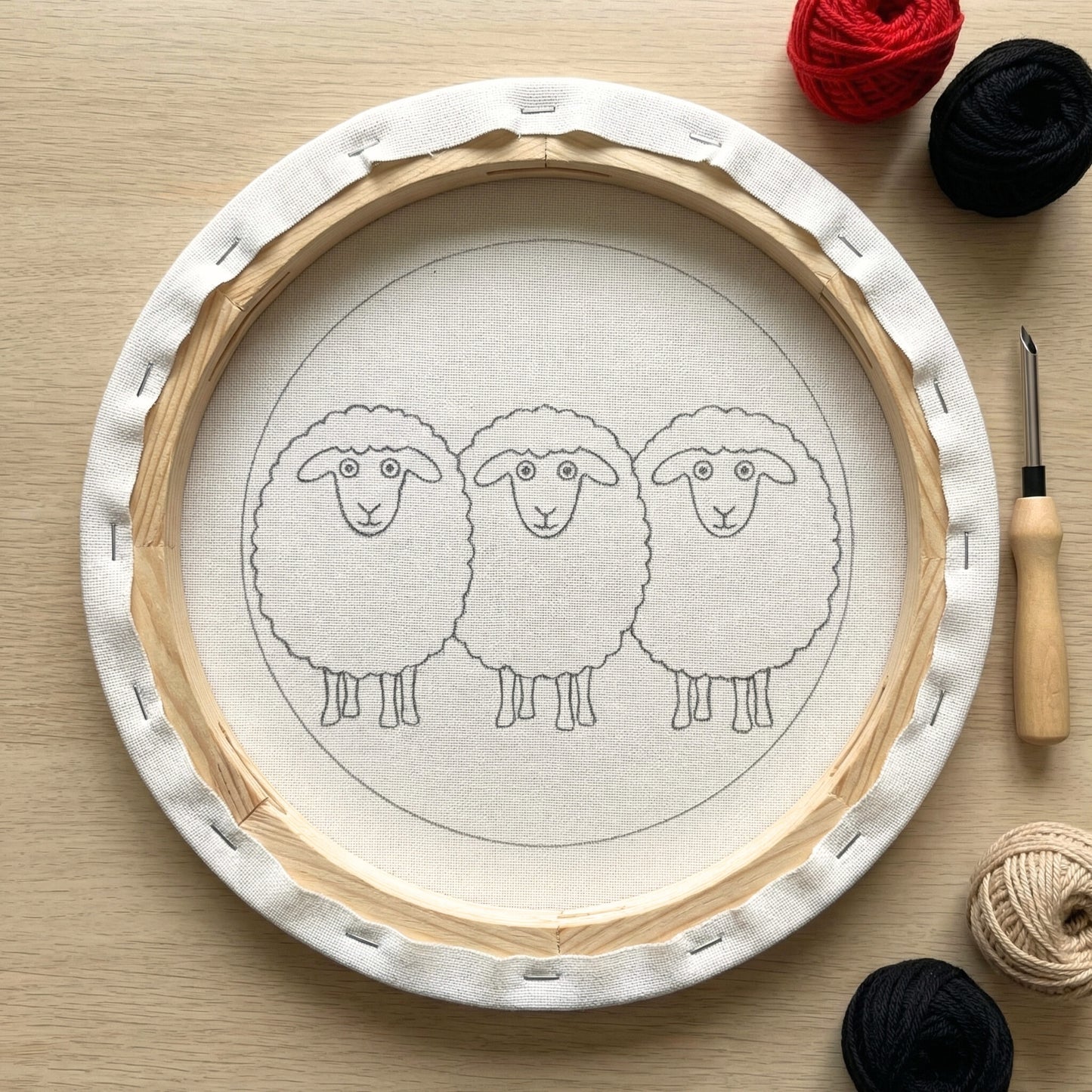 Kit Punch Needle -  Moutons Rouges Arty