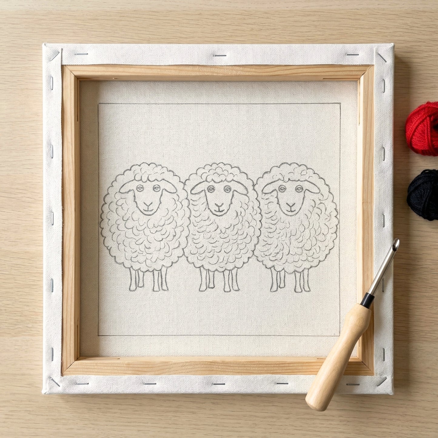 Kit Punch Needle -  Moutons Rouges Arty