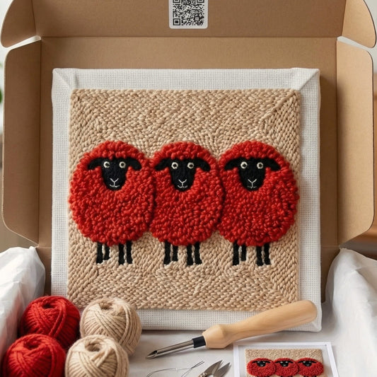 Punch‑Needle‑Set — Tonia Art Arty Red Sheep Punch Needle Kit - Modern DIY anima — DIY Wanddeko — Tonia Art